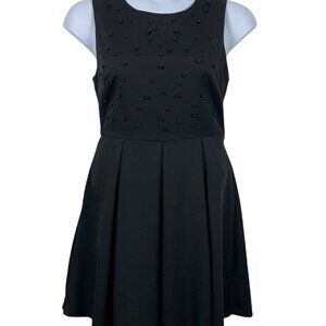 Gilli Large Dress Fit & Flare Black Sleeveless Beaded Top Pleated Bottom Womens